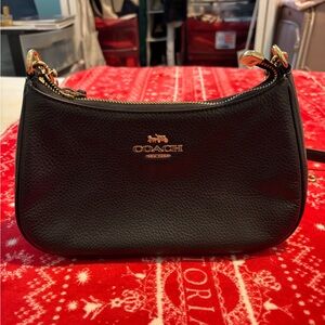 Coach Black Leather Teri Shoulder and Crossbody Bag